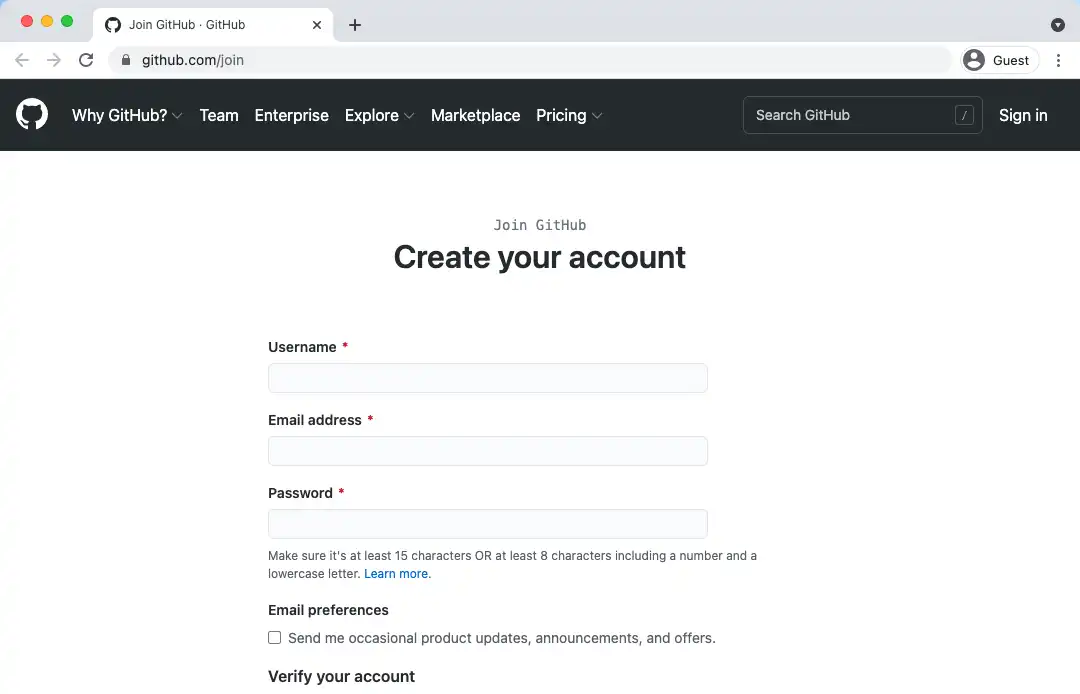 GitHub Join Screenshot