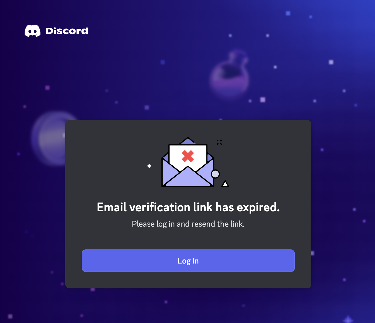 Discord's Email verification link expired page