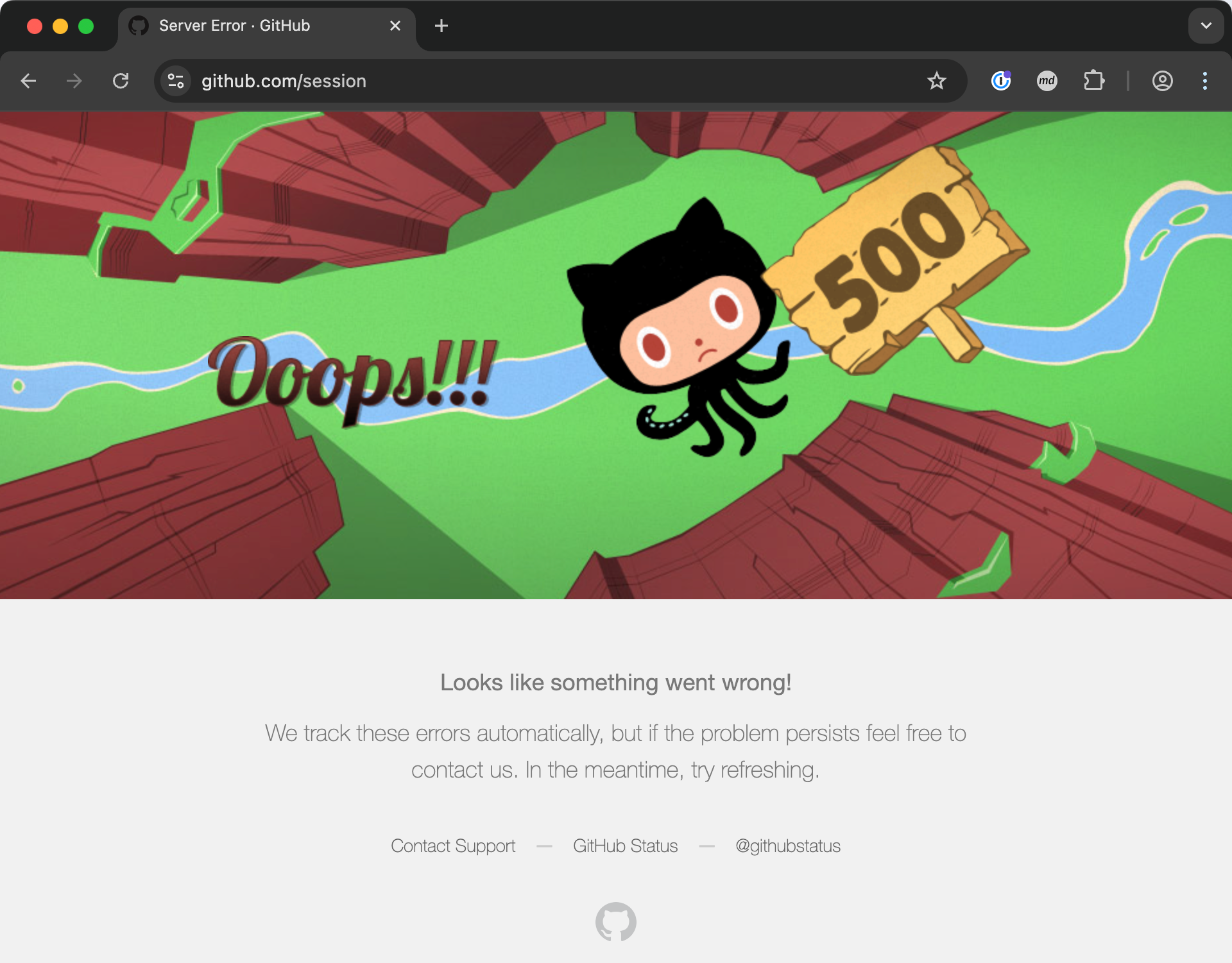 GitHub 500 Error