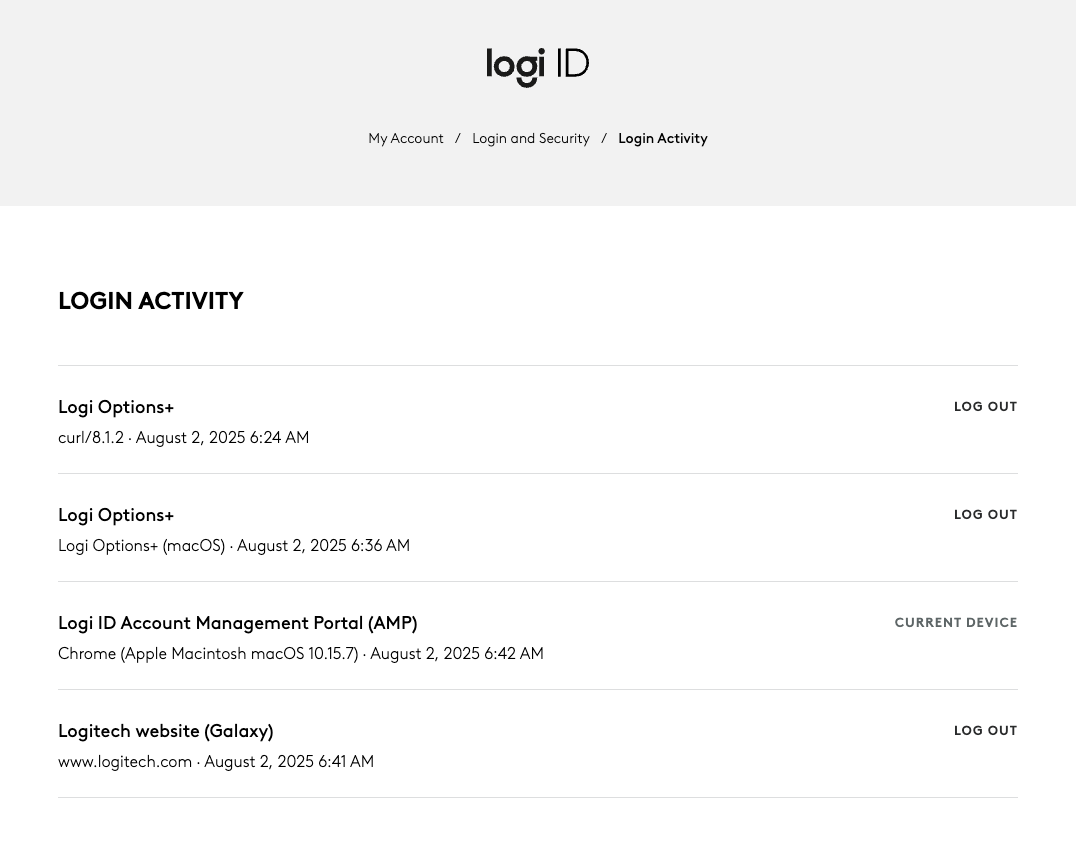 Logi ID Login Activity
