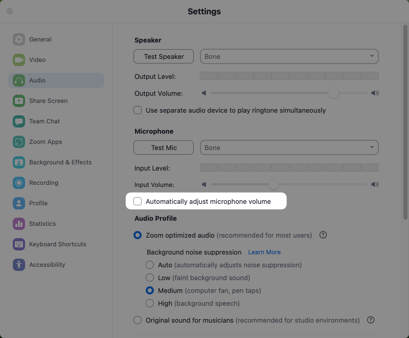 Screenshot of Zoom Setting - After
