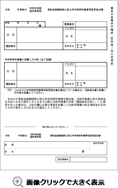申請事項変更届出書