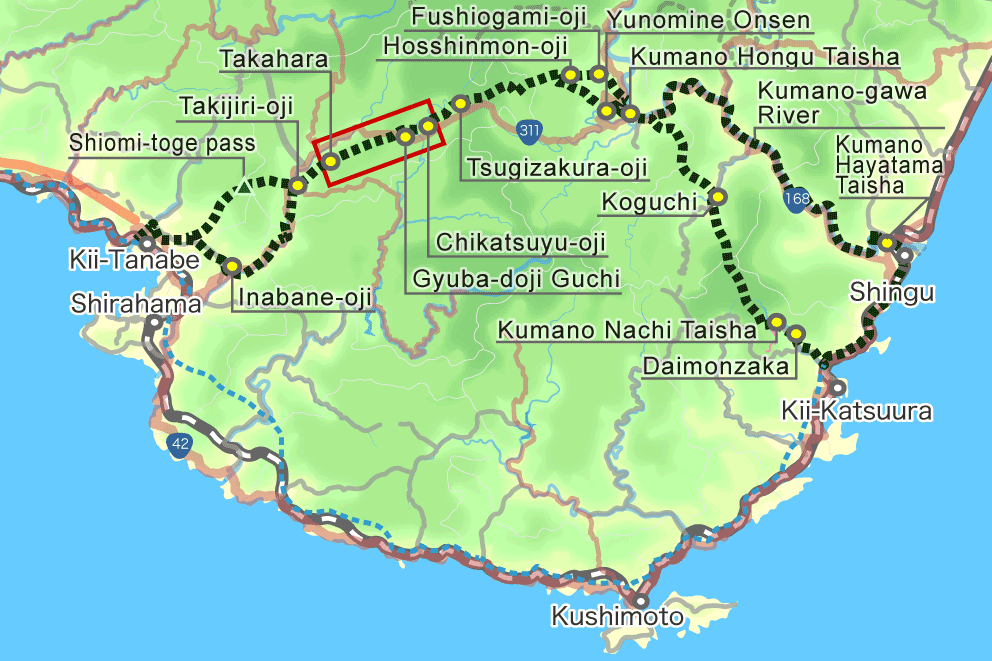Takijiri-Oji to Takahara map